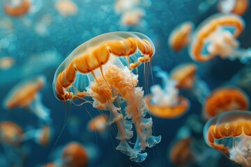 Obraz premium jellyfish jellyfish orange bell jellyfish in osaka aquarium Japan