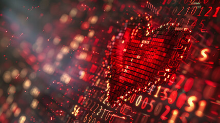 3d rendering of digital love concept, online dating algorithms matching, futuristic relationships, future digital metaverse virtual world codes reality ai