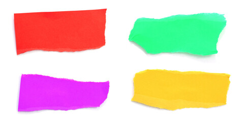 Set of ripped paper texture on white background.