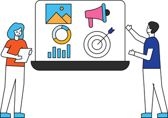The boy and girl working on chart graph.