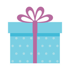 Isolated flat style gift box on white background for birthday celebration, Christmas gift, special sales offers.