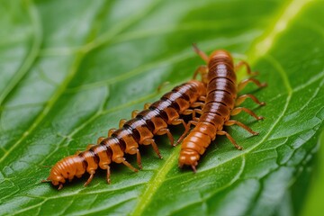 Vibrant Macro View of Coccinellidae Larvae on Leaf in Nature