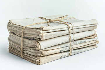 Timeworn Tales: A Stack of Old Newspapers Bound by String, Whispering Stories of Days Gone By