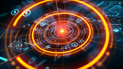 Exploring neon precision in digital art with vibrant circular patterns at the tech showcase