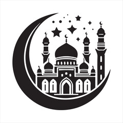 Mosque Design Vector Art Illustration