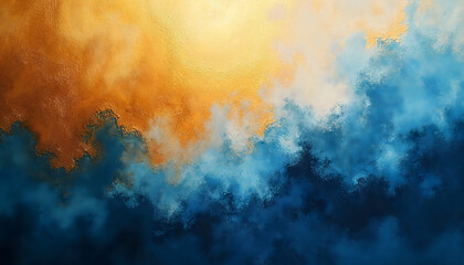 Obraz premium Oil painting abstract art background. Gold to blue gradient horizontal template