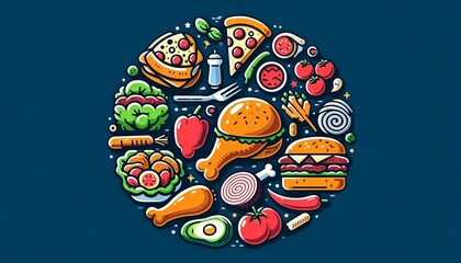 Various food illustration