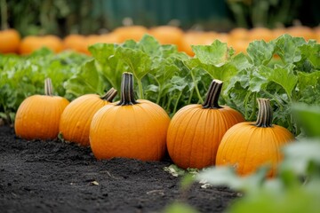 Obraz premium Time-traveling pumpkin patch through different eras, Halloween Time Travel, Seasonal Time Warp