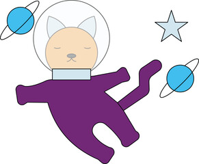 The cat is sleeping in space.