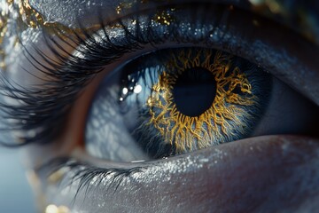 An illustration of a big eye with beautiful contact lenses created with Stock technology