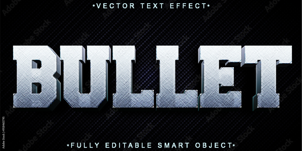 Poster bullet silver vector fully editable smart object text effect