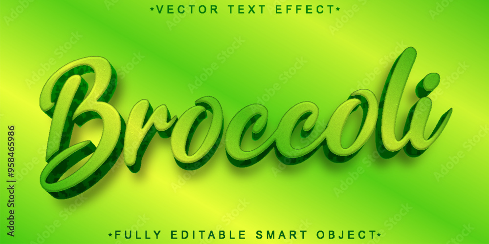 Poster broccoli vector fully editable smart object text effect