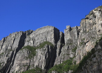 Famous Pulpit Rock Preikestolen seen from Lysefjord, Norway.