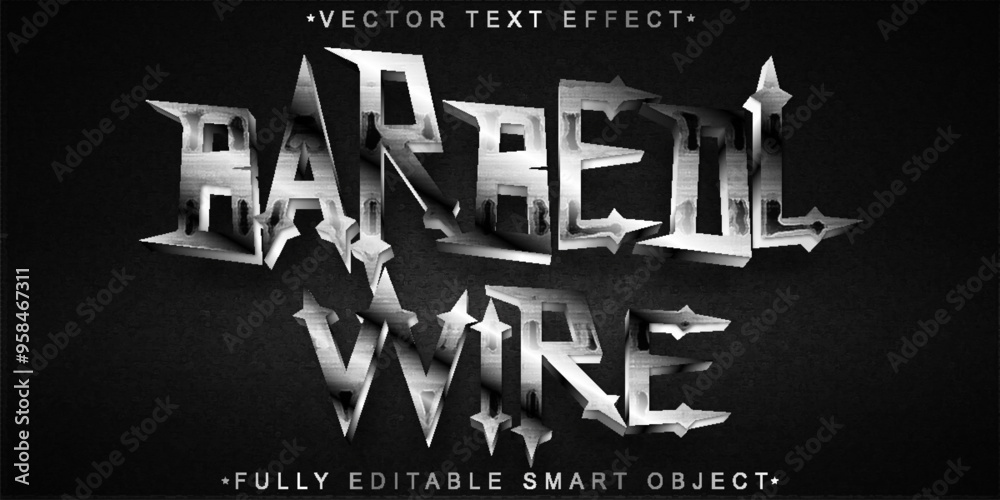 Poster barbed wire vector fully editable smart object text effect