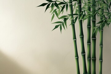 Obraz premium Ethereal Silhouette of Bamboo Leaves on Light-Toned Wall Background