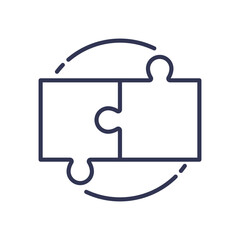 Two interlocking puzzle pieces symbolizing collaboration and teamwork.