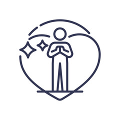 Illustration of a person meditating inside a heart, symbolizing employee wellbeing and mindfulness.