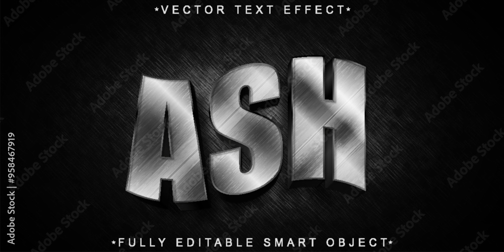 Poster ash vector fully editable smart object text effect