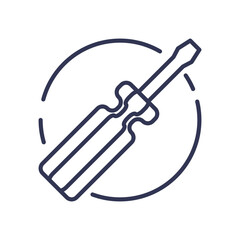 Line art of a screwdriver symbolizing precision in tools and craftsmanship.