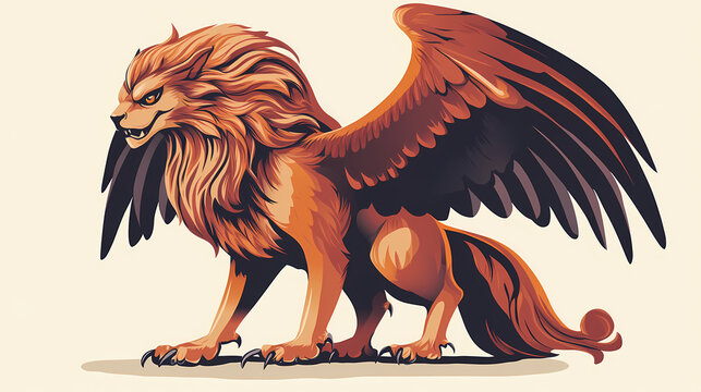 Griffin, a mythical creature that is half lion, half eagle. Griffin. Illustration