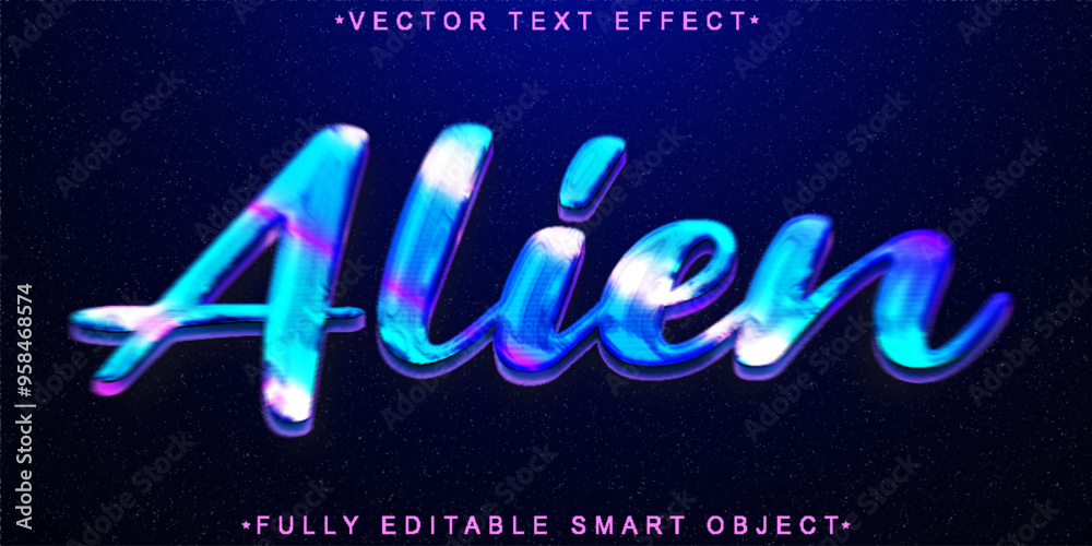 Poster alien vector fully editable smart object text effect