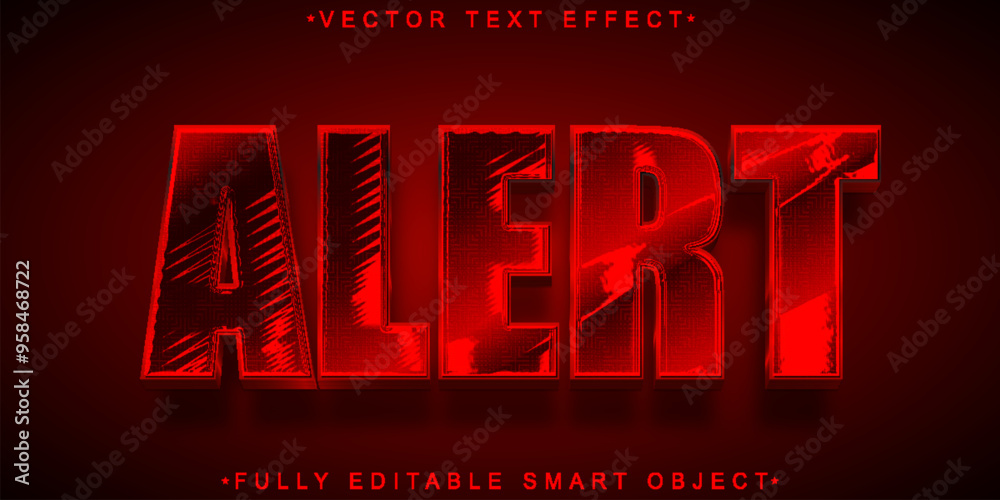 Poster red shake alarm alert vector fully editable smart object text effect