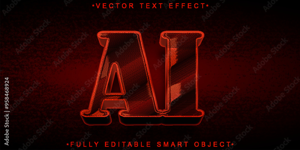 Aufkleber red ai vector fully editable smart object text effect