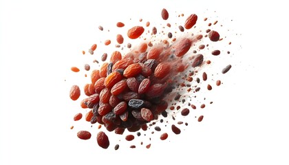 Falling Raisin isolated on white background
