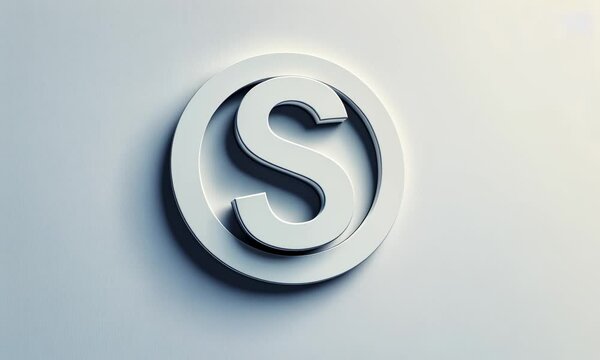 "S" letter symbol on a clean white wall