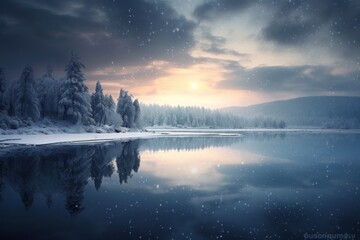Obraz premium Winter landscape panoramic outdoors.