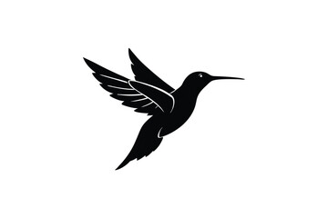 silhouette abstract flying hummingbirds isolated on white background illustration