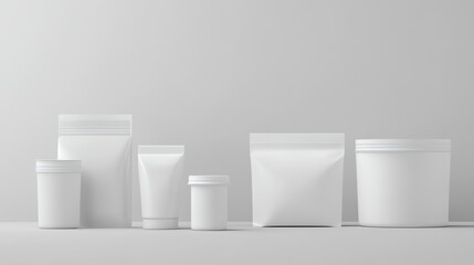 White Packaging Mockup with Various Containers