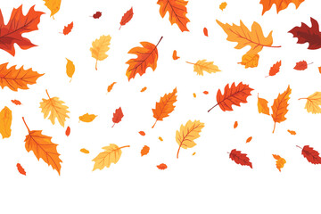 Autumn falling leaves. Flying orange foliage from tree on white background isolated vector illustration