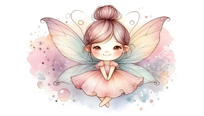 Cute fairy watercolor clipart.