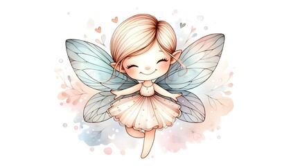 Cute fairy watercolor clipart.