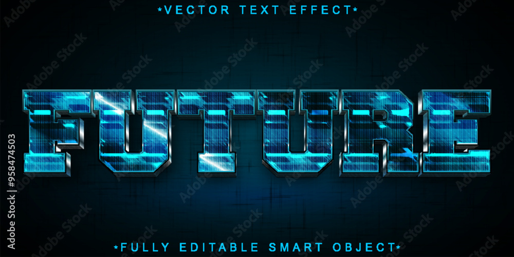 Poster dark blue future vector fully editable smart object text effect