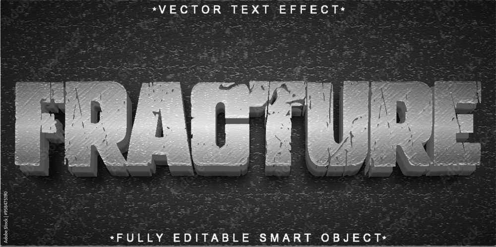 Poster fracture vector fully editable smart object text effect