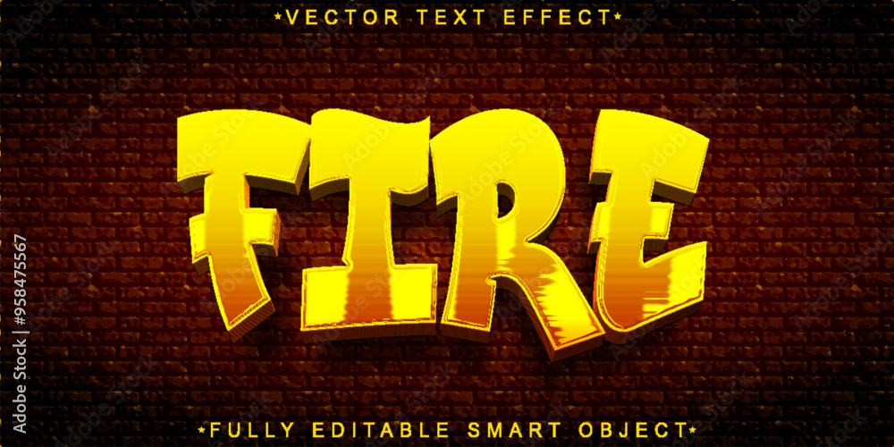 Poster fire vector fully editable smart object text effect