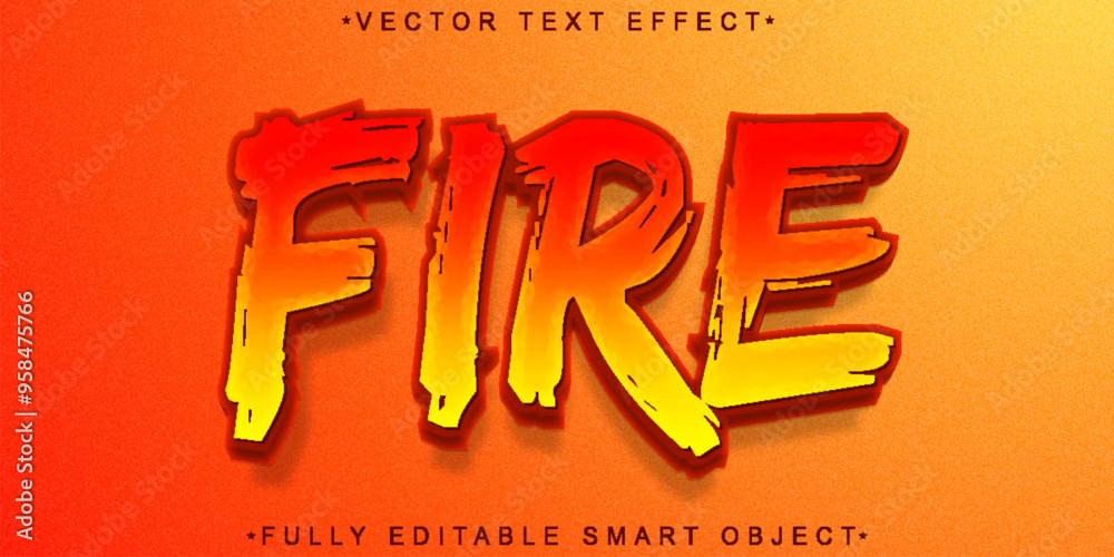 Poster fire vector fully editable smart object text effect