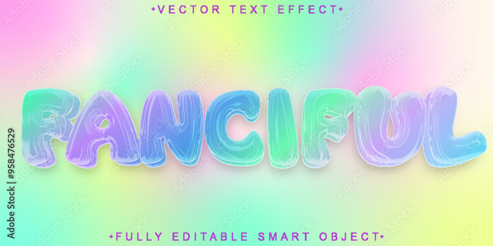 Poster fanciful colorful vector fully editable smart object text effect