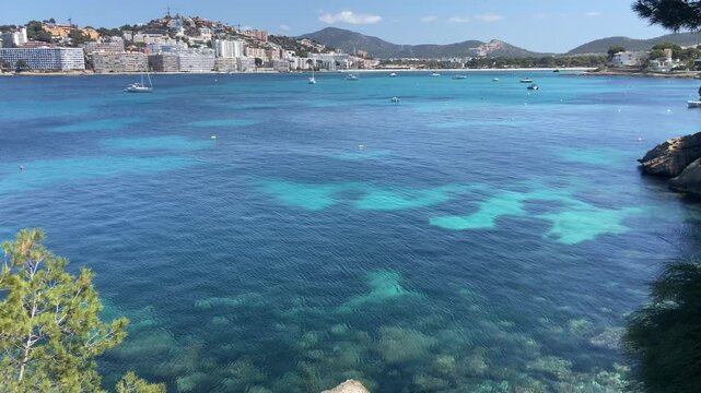 Background. View of the beautiful sea bay in Santa Ponsa. Majorca. Spain
