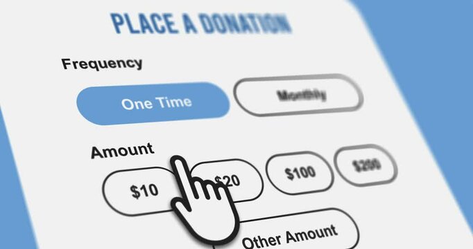 Filling a donation form on web-site close-up, fund-raising campaign, endowment charity website, footage