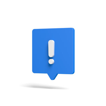 recommend clip art: Speech balloon with exclamation mark. Blue color. Bubble message. 3d illustration.