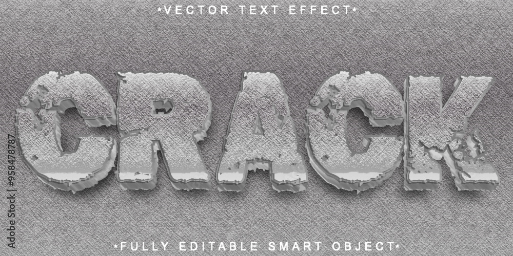 Poster worn crash crack vector fully editable smart object text effect