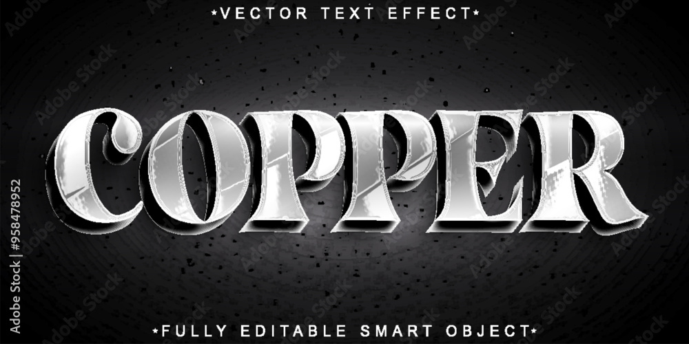 Poster copper vector fully editable smart object text effect