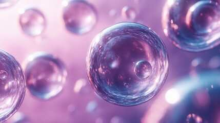 Bubbles float gracefully against a soft pastel backdrop, reflecting light in a captivating display of color and texture