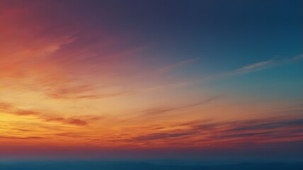 Fototapeta premium Fantasy vibrant panoramic sunset sky - Gradient rich colors - ethereal dreamy summer sunset or sunrise sky. Uplifting and peaceful sky. - blue, orange, yellow vibrant rich colors