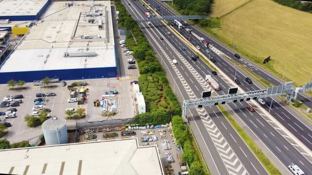 Aerial view of M62 Motorway Leeds