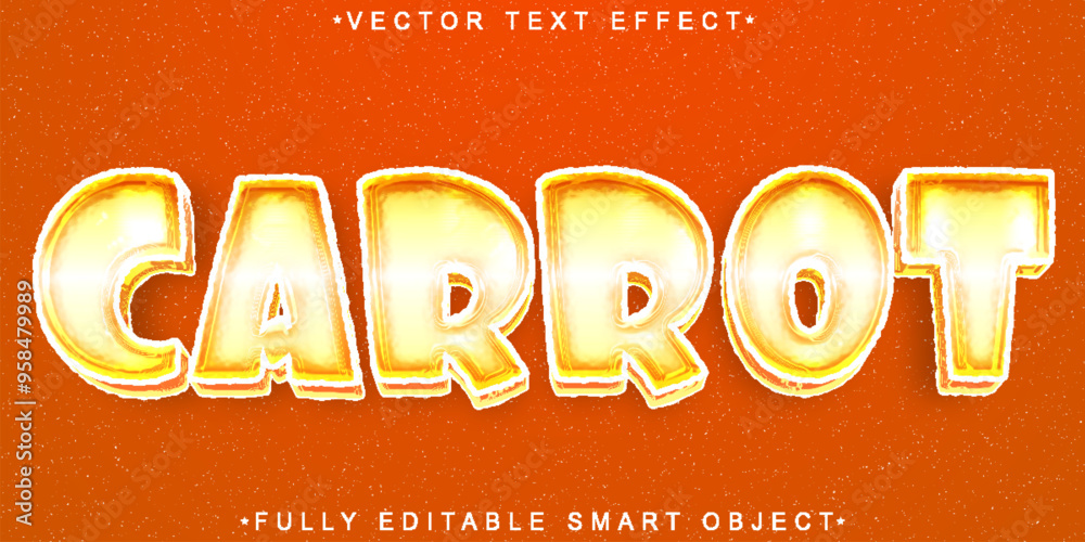 Poster carrot orange vector fully editable smart object text effect