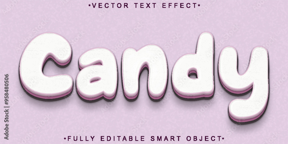 Poster cartoon smooth candy vector fully editable smart object text effect